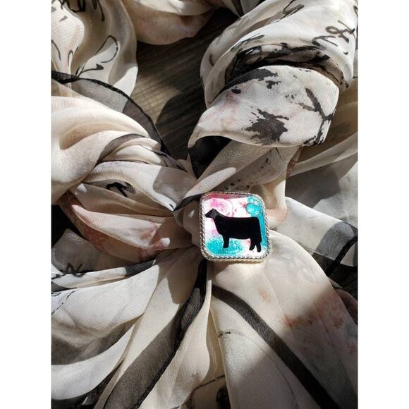 Western cow concho ,Western scarf slide, wild rag slide, bandana slide, 4h FFA - Picture 3 of 3